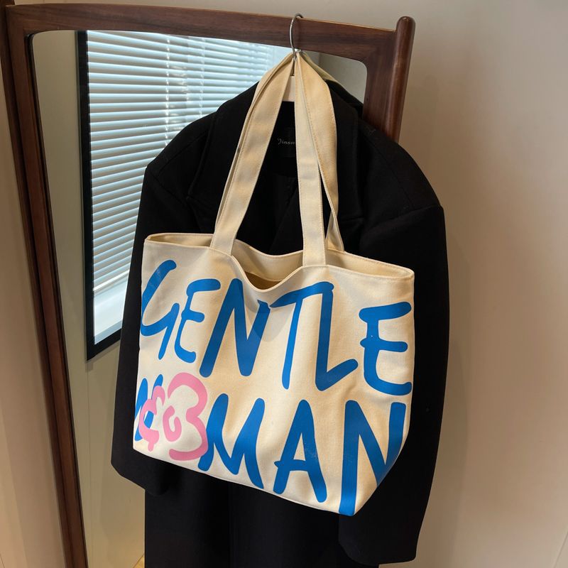 Commuting single-shoulder letter large-capacity versatile bag, canvas bag, Japanese student class artistic bag, women's tote handbag undefined