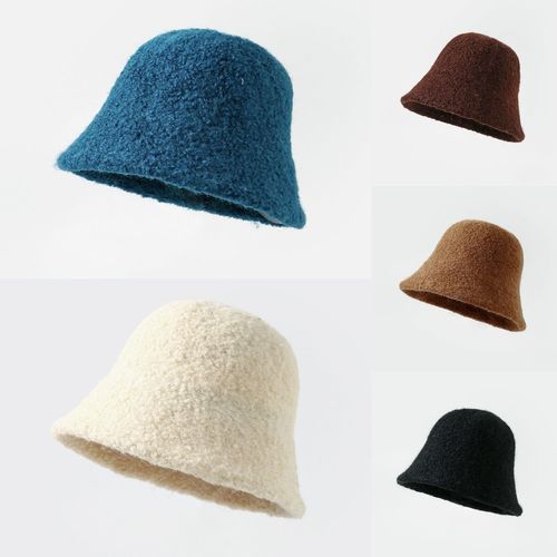 Winter Korean style face-showing small wool fisherman hat Japanese Internet celebrity with the same temperament and elegant temperament covering the basin hat wool hat
