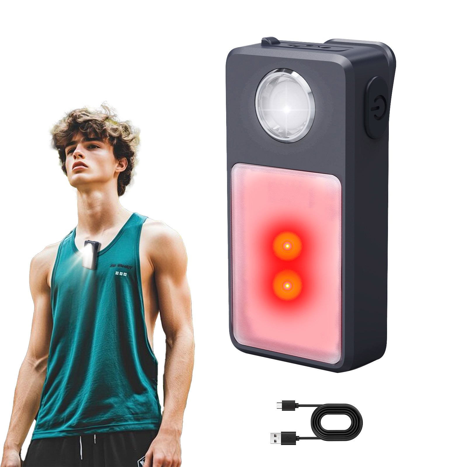 Transfronterizo nuevo al aire libre multifuncional spotlight inundación lámpara de clip de carga IPX7 running light LED luz de advertencia nocturna
