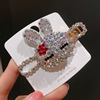 Red birthday charm, hairgrip heart-shaped, Korean style, diamond encrusted, with little bears