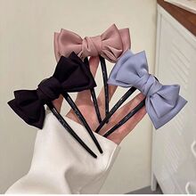 新中式布藝蝴蝶結U型發簪日常旗袍漢服盤發簪子精致網紅盤發神器