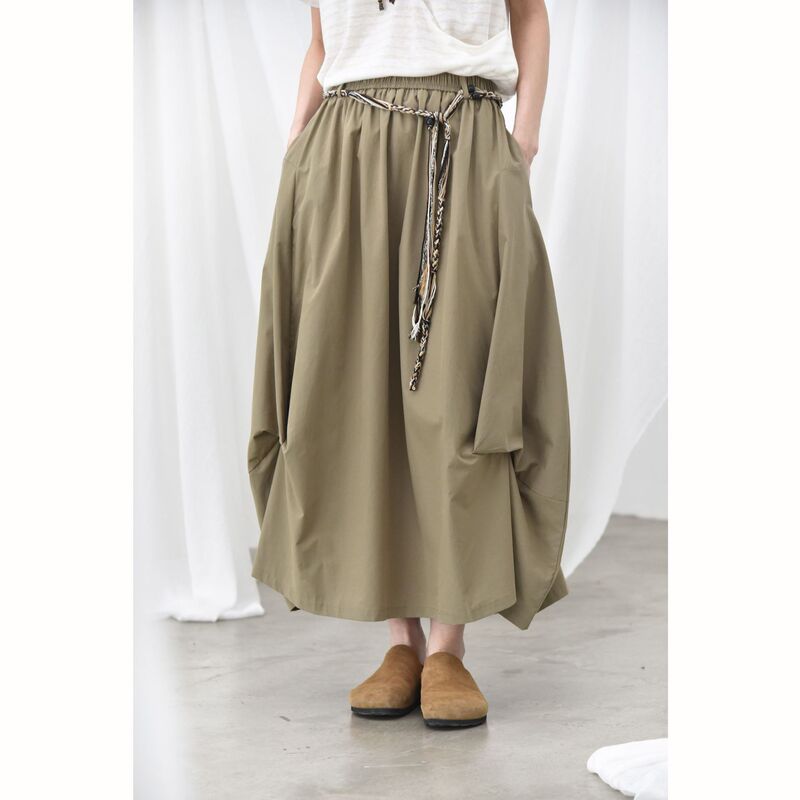 【Three and Two Pieces】Vintage Woven Belt with Draped Irregular Pleats, Artistic Summer Skirt 5K829 # 【Three and Two Pieces】Vintage Woven Belt with Draped Irregular Pleats, Artistic Summer Skirt 5K829 #