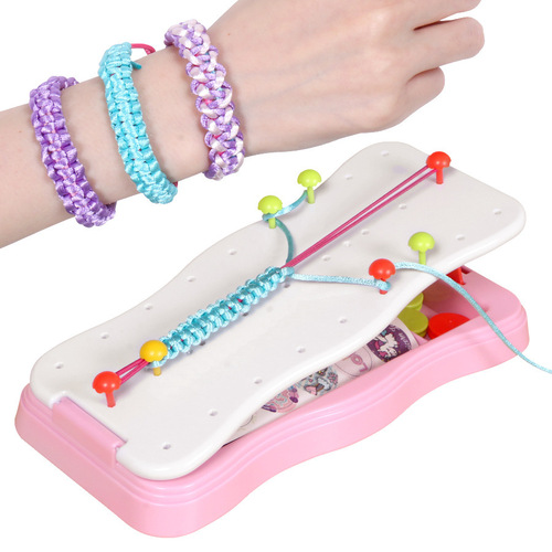 Hand Rope Weaver Set with Colorful Ropes Bracelet Making Playhouse Toy Weaving Materials