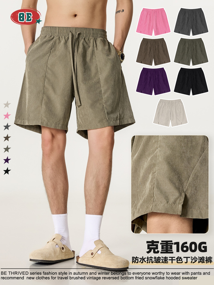 Pantalones Cortos de Playa para Hombre de Cinco Puntos de Algodón y Poliéster Impermeables de Secado Rápido