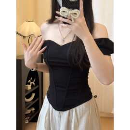 辣妹风性感立体鱼骨束身抹胸背心女夏季新款修身显瘦内搭露肩上衣