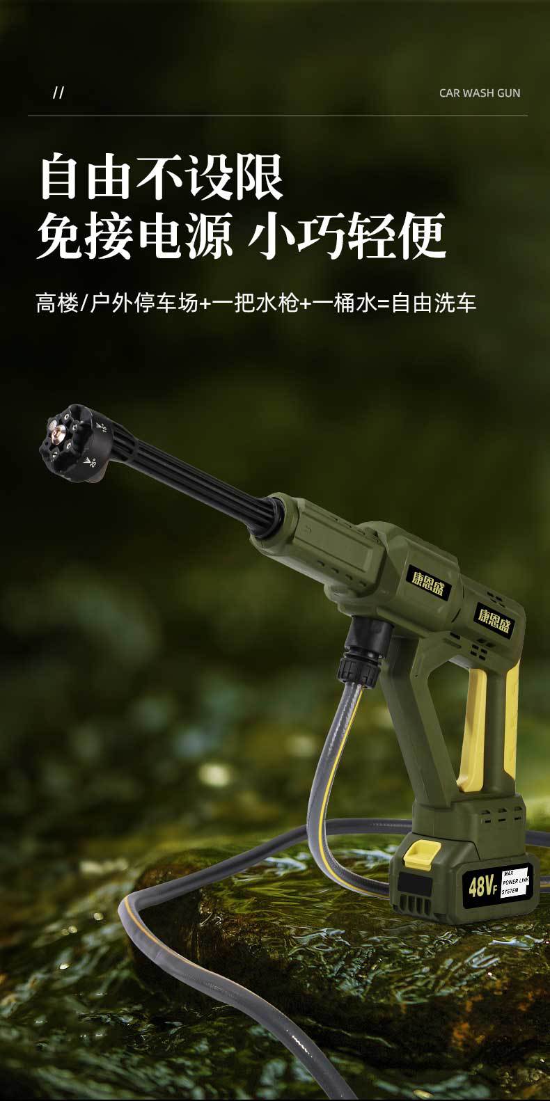 High Pressure Car Washer, Cordless, Brushless Motor, Lithium Battery
