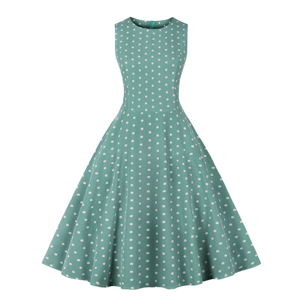retro summer dress with a round collar sleevless
