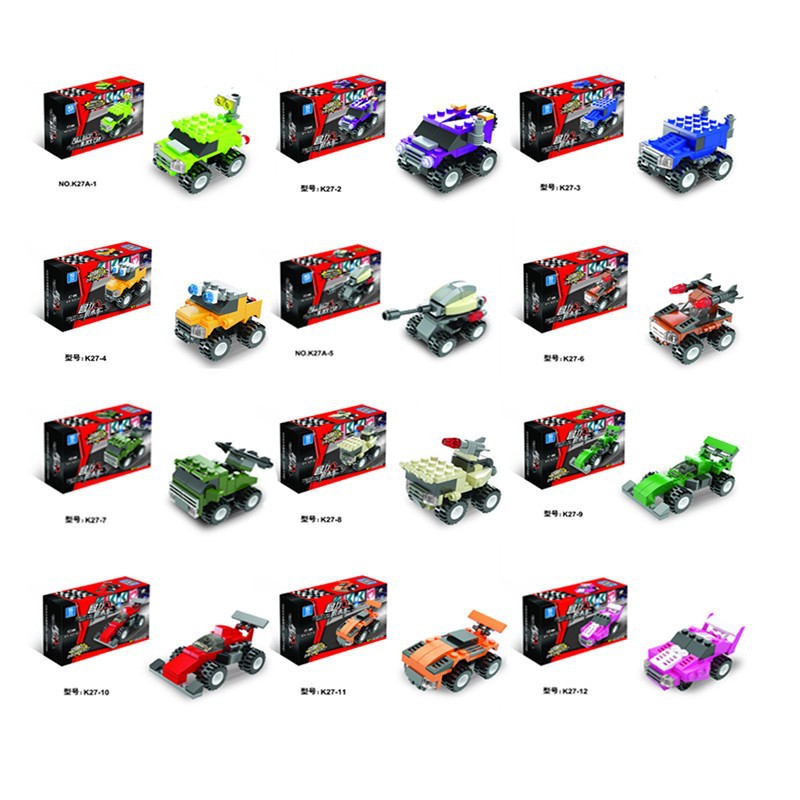 Free Shipping Small Particle Assembled Building Blocks Funny Gashapon Assembly Compatible with Lego Building Blocks Children's Racing Model Car Toys
