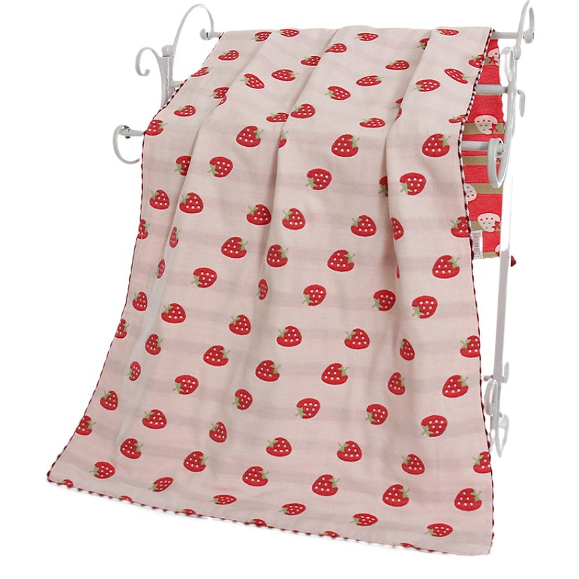 Pure Cotton 6-Layer Gauze Bath Towel 70*140 for Infants and Young Children, Cartoon Couple Cartoon, Class a Beach Towel, Absorbent and Breathable
