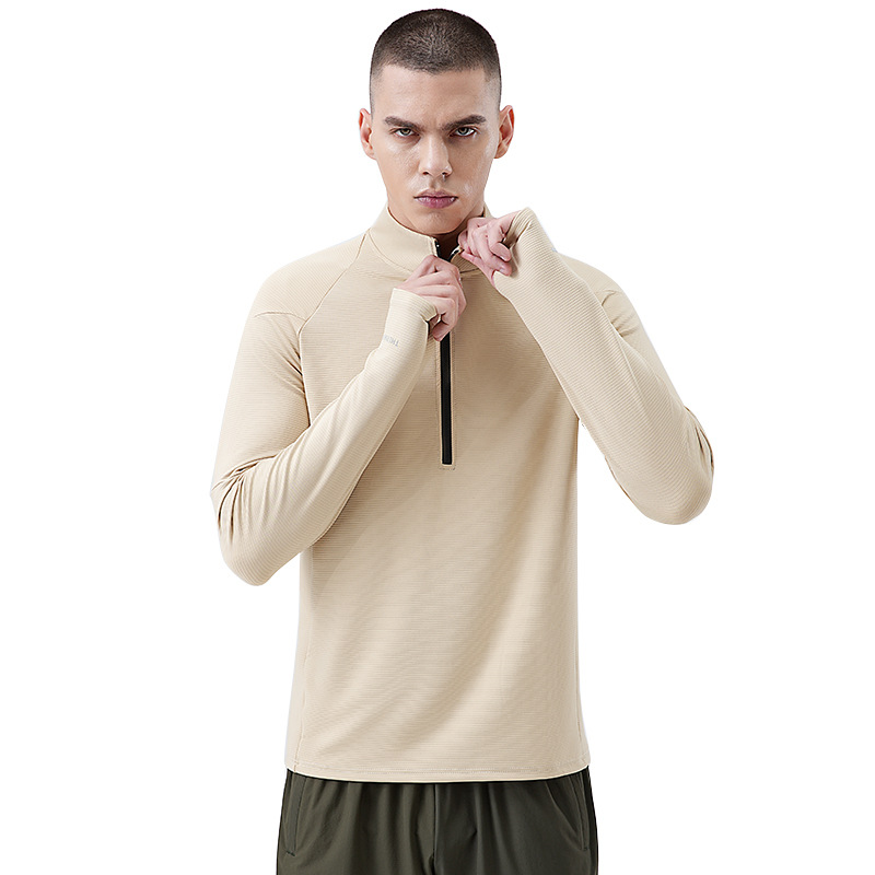 Camiseta de manga larga deportiva de secado rápido para hombres corriendo ropa de secado rápido fitness al aire libre media cremallera ciclismo entrenamiento deportivo top image 6
