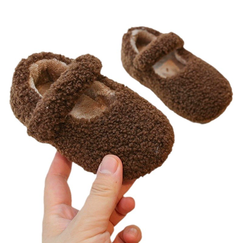 Детские хлопковые ботинки осень-зима 2025, новые, однотонные, милые, пушистые, лёгкие, из хлопка.