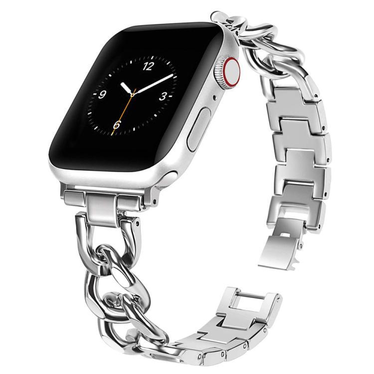 xDfind Small Perfume Silver Metal Bracelet para Apple Watch 38 - 49mm Diseño de cadena trenzada