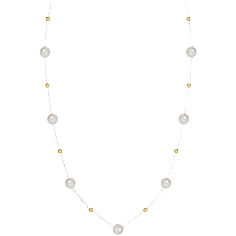 Fashion Round Titanium Steel Pearl Plating Necklace 1 Piece