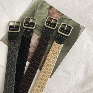 Canvas Braided Belt Men's Length 105cm Non-porous Elastic Elastic Belt Female Student Youth Jeans Belt