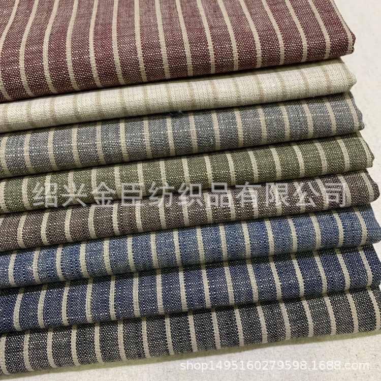 梭织棉麻布料 亚麻服装面料 麻棉条纹竹节麻布 现货批发 厂家直销