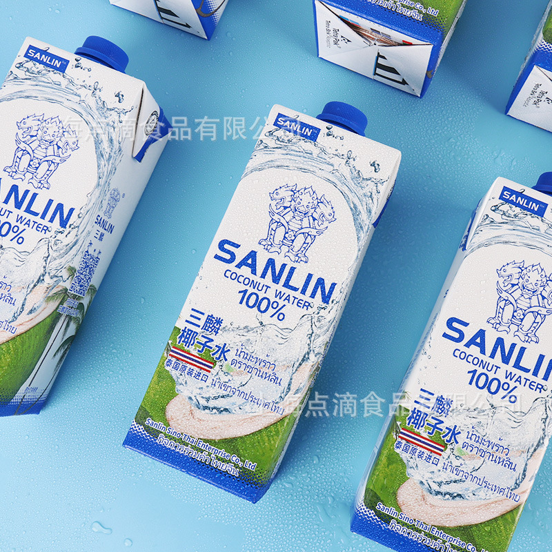 Sanlin Coconut Water Imported from Thailand 1L*6 Boxes of Natural Electrolyte Water Coffee Bakery Shop Large-Capacity Beverage Supply