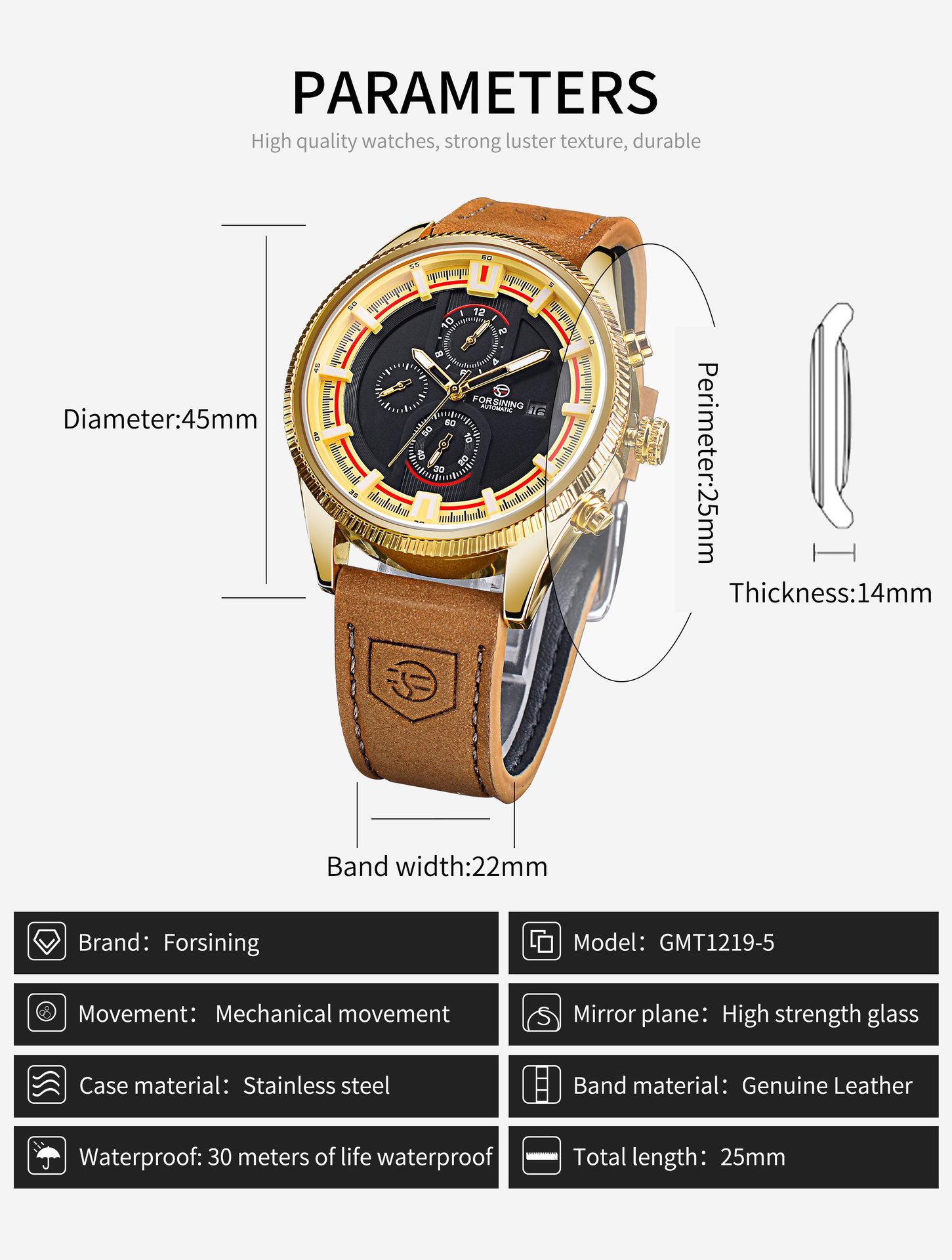 Forsining Men's Automatic Watch With Week Calendar Waterproof_voghion.com