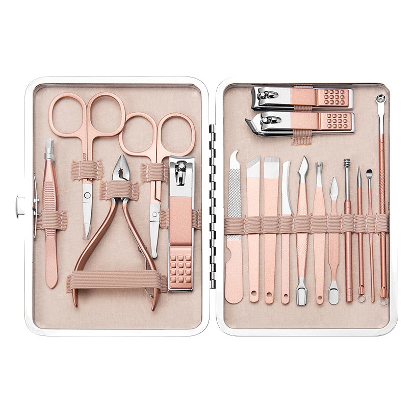 Rose Gold Nail Clipper Complete Set of Stainless Steel Nail Clipper Set 18-Piece Set of Manicure and Manicure Tools Finger Nail Clippers Now