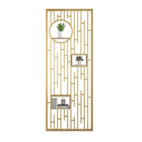 Iron and steel screen partition wall, light luxury stainless steel metal living room, minimalist modern entryway, Chinese-style floral lattice decoration, hollowed-out design