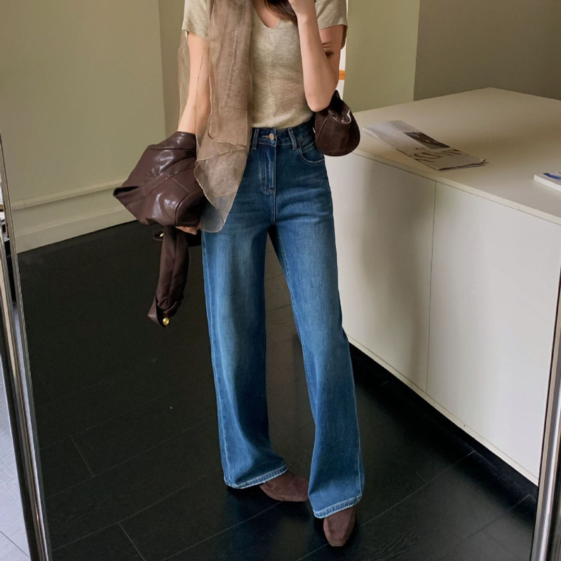 New arrivals for autumn 2026: TOP European-style Guangzhou Thirteen Line Korean version simple 360-degree stretch straight wide-leg jeans 13352 New arrivals for autumn 2026: TOP European-style Guangzhou Thirteen Line Korean version simple 360-degree stretch straight wide-leg jeans 13352
