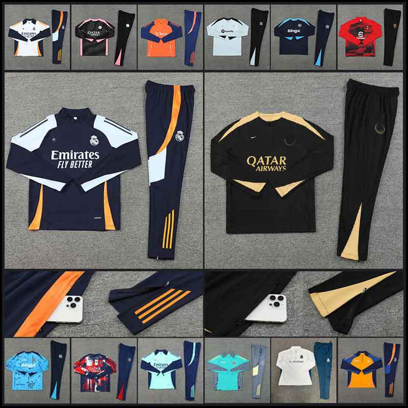 24-25 Real Madrid Football Training Suit Half Zip Autumn and Winter Suit Paris Barcelona Jersey Major Club suit