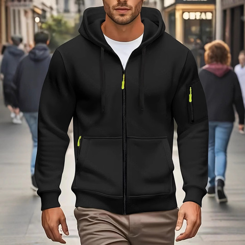 2025 Euro Code Autumn/Winter Men's Zip Hooded Sweatshirt Men's Sporty Casual Open Jacket Batch