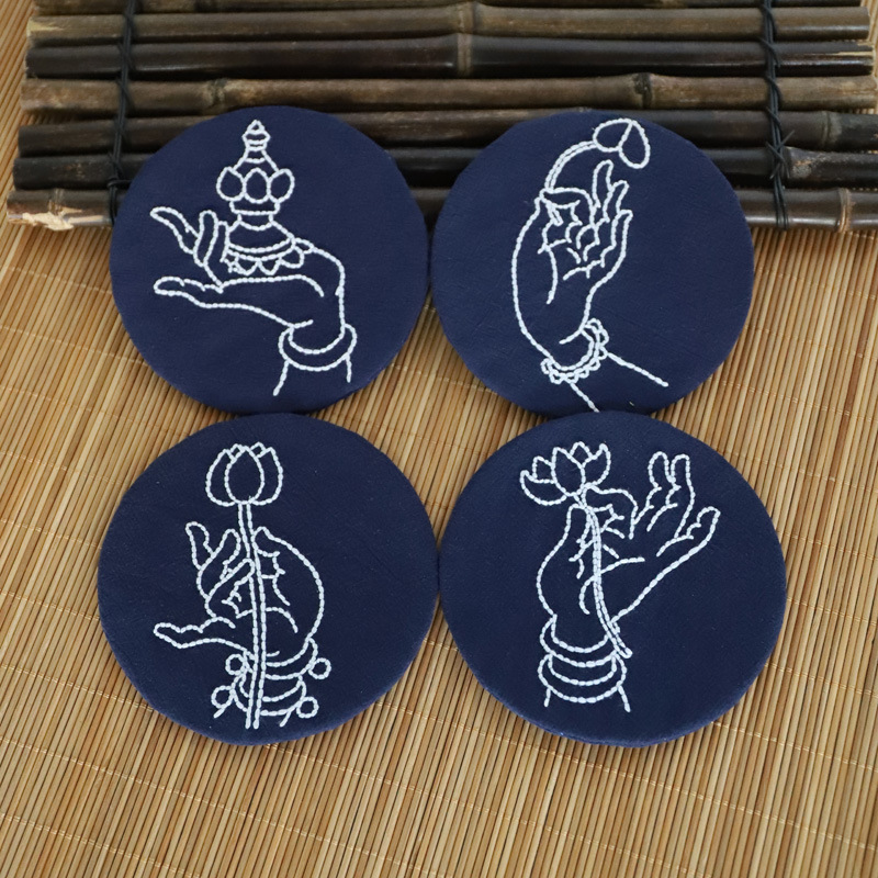 Paquete de material de bordado hecho a mano de bricolaje conjunto de tela estera de té montaña regalo creativo bordado paquete de material principiante