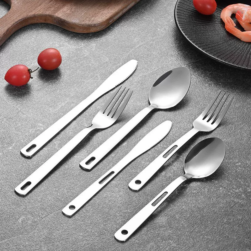 不锈钢餐具西餐套装户外旅行露营便携创意镂空刀叉勺支持印LOGO