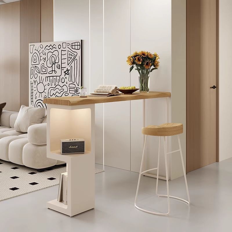Light Luxury Solid Wood Sofa Bar Table Living Room Home Wall Partition Balcony High-Legged Long Table Solid Wood Coffee Table