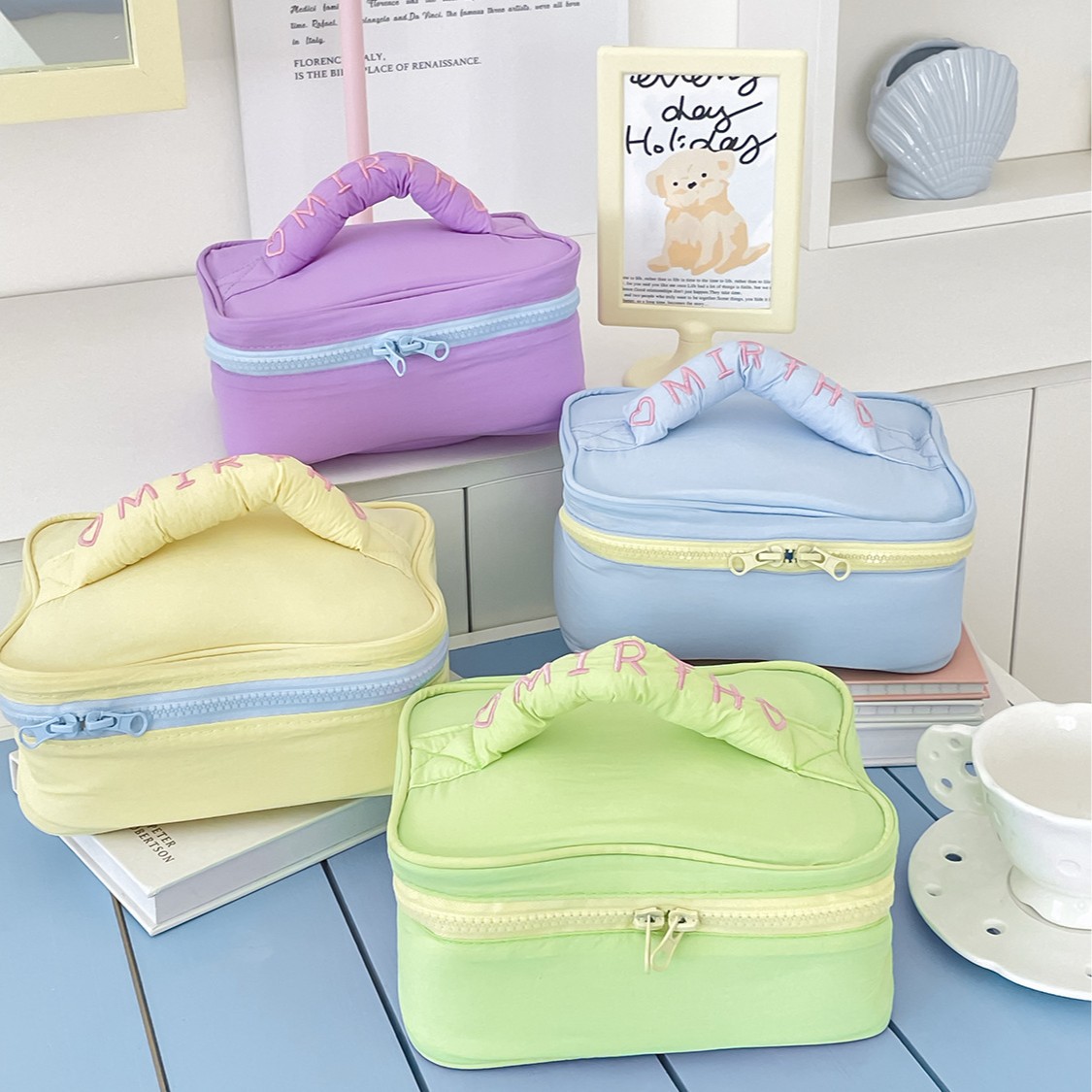Cross-border solid color macaron cosmetic bag, Korean style, Instagram-worthy, high-value, large capacity tote bag for travel.