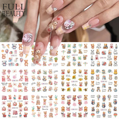 国境を越えた新しいネイルアート透かしシールバレンタインデーinsかわいいアニメ熊オウム爪シールnail