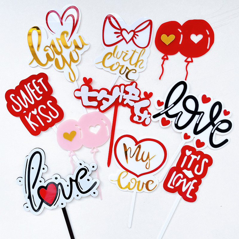 Valentine's Day Heart Shape Bow Knot Arylic Party Cake Decorating Supplies display picture 1