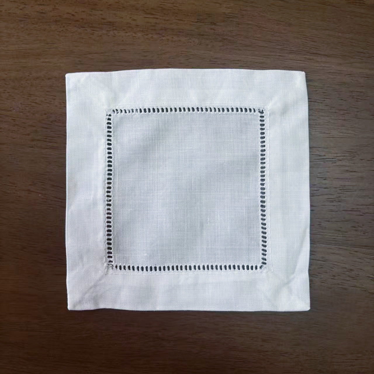 Servillas de algodón y lino de agujero cuadrado 1 pieza (en blanco)