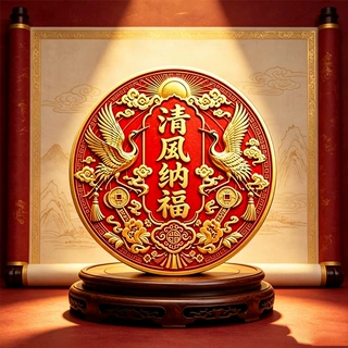 工厂直发双鹤呈祥清风纳福贴饰中式吉祥平安顺遂居家玄关门窗装饰