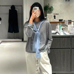 MM披肩圆领长袖针织衫两件套女 2025年秋季新款打底套衫毛衣上衣