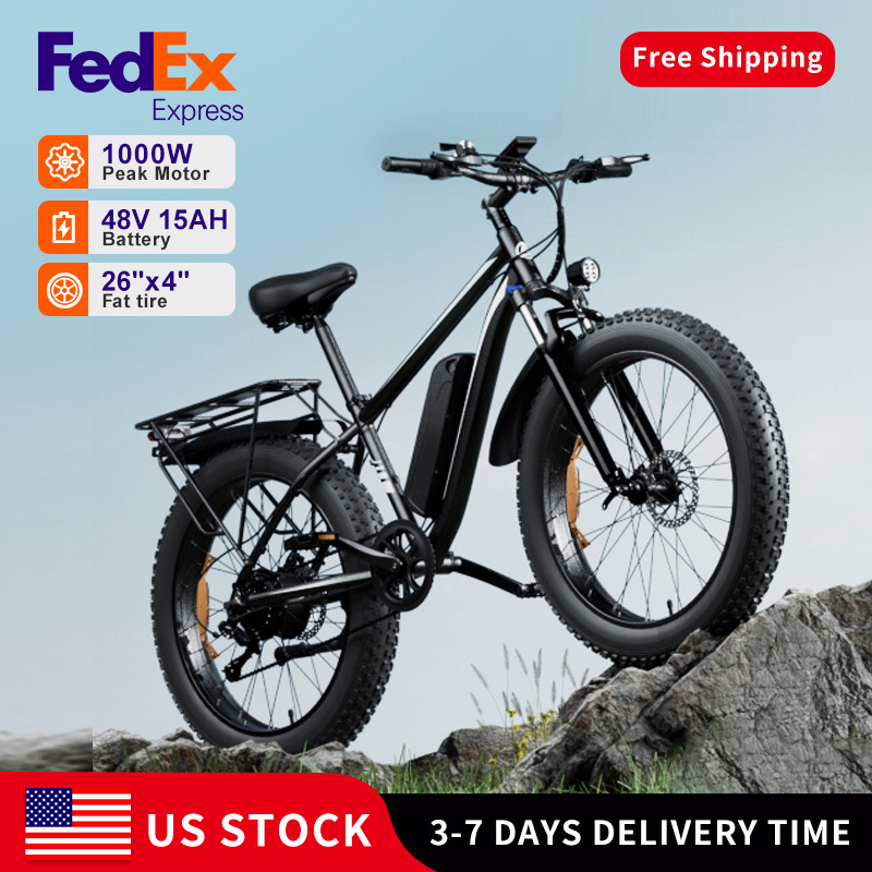 US stock Black Ebike with suspension 7gear 45km/h ebike