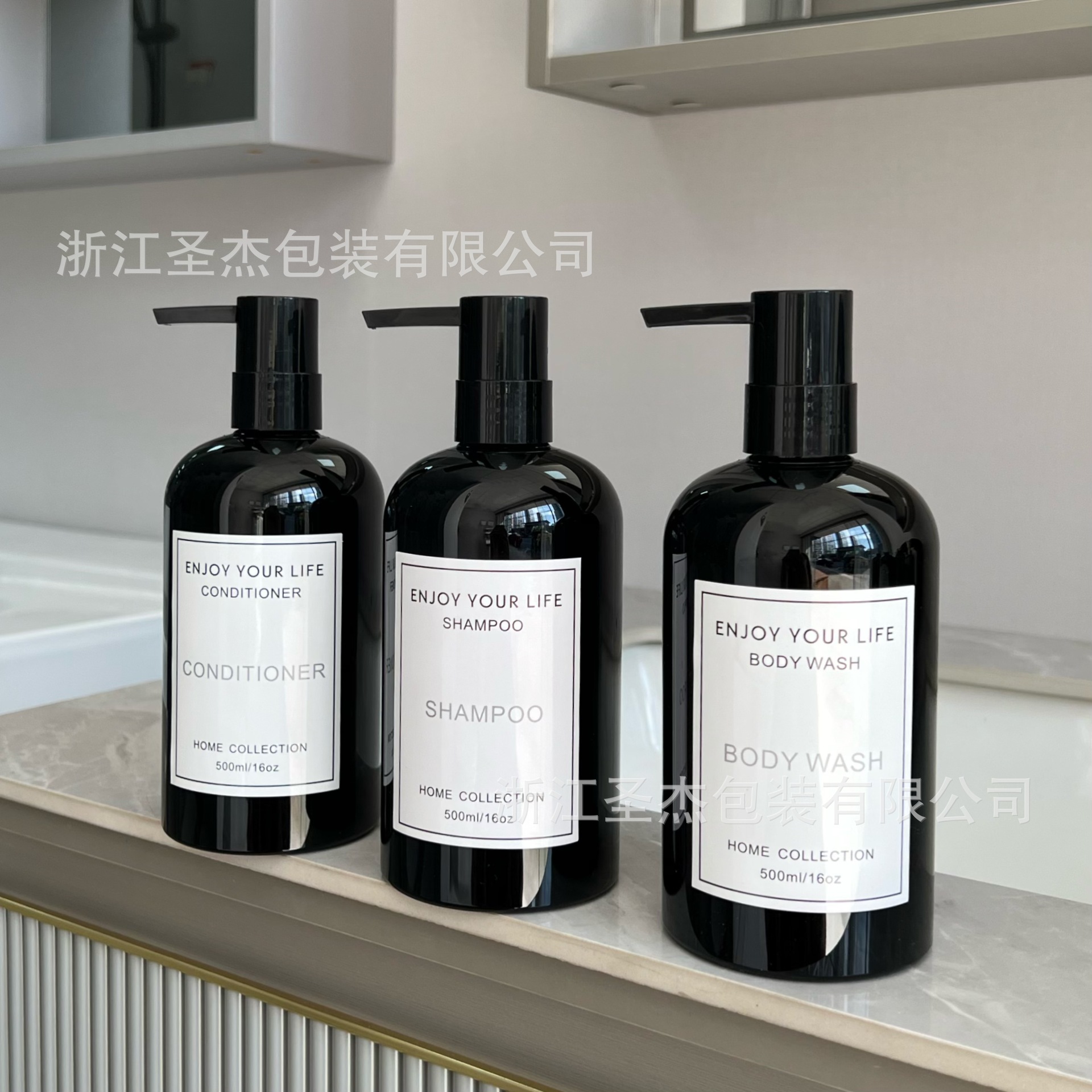 4cc Big Dead Lotion 500ml Botella de Boston Hotel Champú Gel de ducha Acondicionador de manos Botón negro