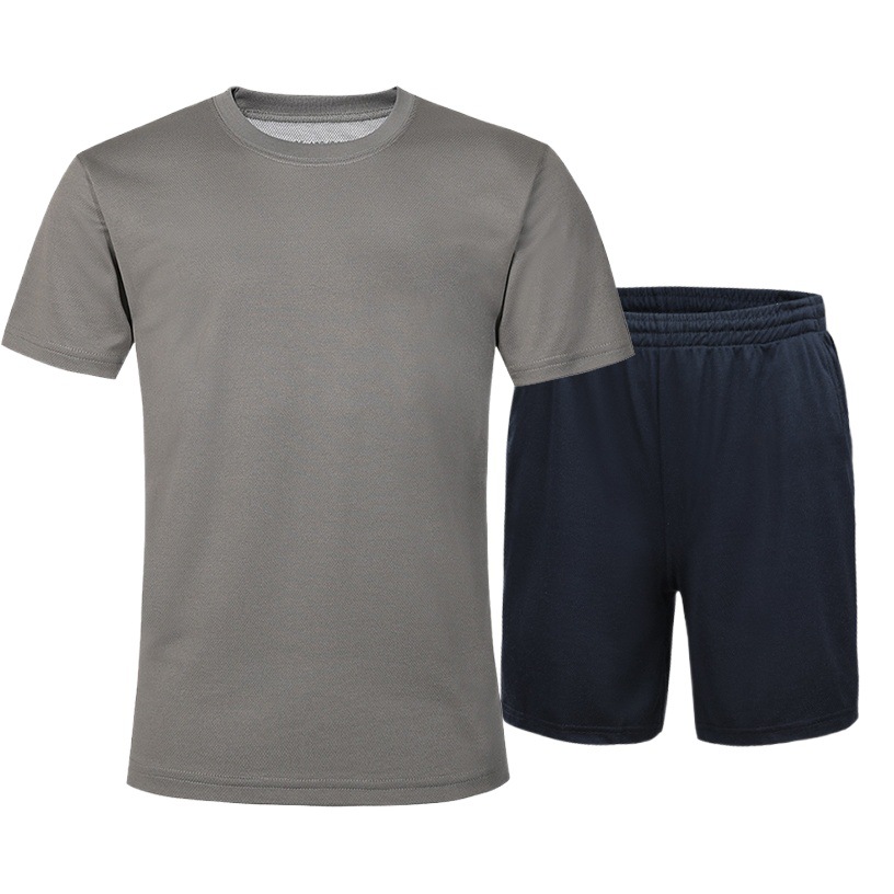 Authentic Summer Sports Clothing for Men, Short-Sleeve and Shorts Set, Outdoor Women's Quick-Dry Breathable Training Outfit, Crew Neck Shirt Set
