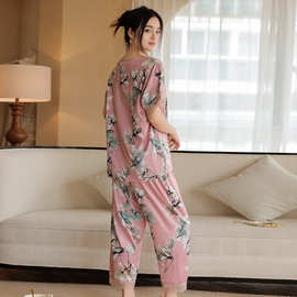 2023喜婆婆蕾丝套装睡衣春秋七分袖伴手礼高级感家居服本命年新款