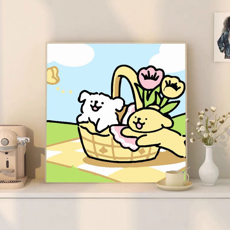 かわいいバターベアDIYデジタル油絵漫画手描きぬりえ装飾画夜市屋台手作り|undefined