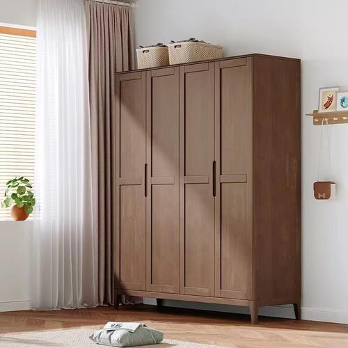 现代简约新款实木衣柜小户型二三四对开门北欧卧室衣柜组合