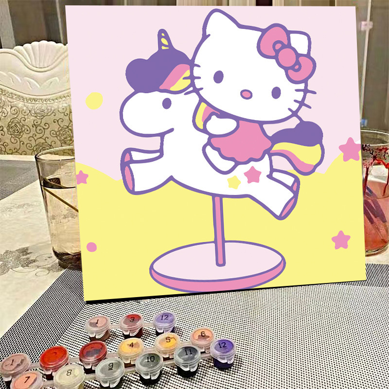 デジタル油絵diyの塗り絵の子供は漫画のアニメを埋めて色を塗ります。|undefined