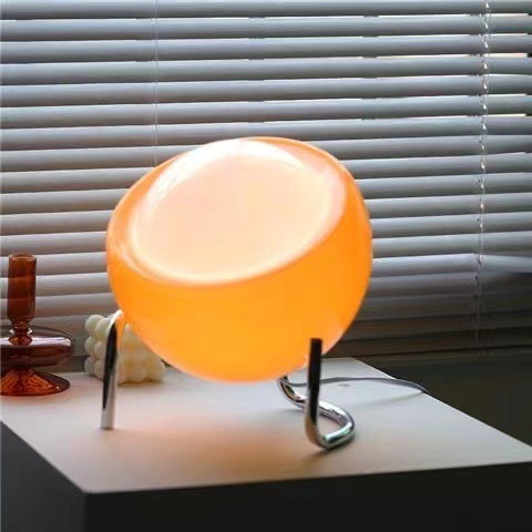 中古クリーム風電気スタンド寝室ベッドサイド書斎ヴィンテージガラスバウハウス雰囲気ランプ置物高級感|undefined