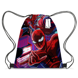 Cross-border New Arrival Bundle Pocket Casual Bag Spiderman Shoulder Cartoon Student Printed Drawstring Backpack Storage Bag