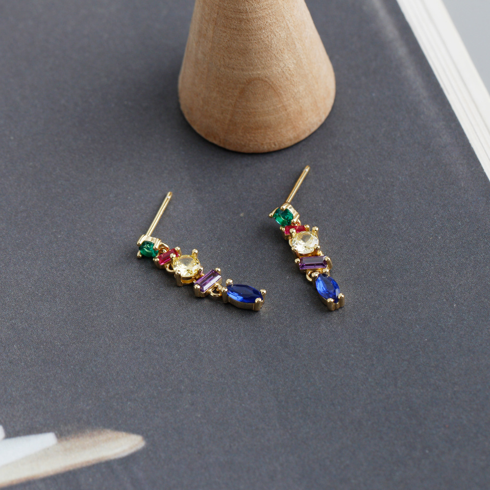 Elegant Geometric Sterling Silver Plating Zircon Drop Earrings 1 Pair