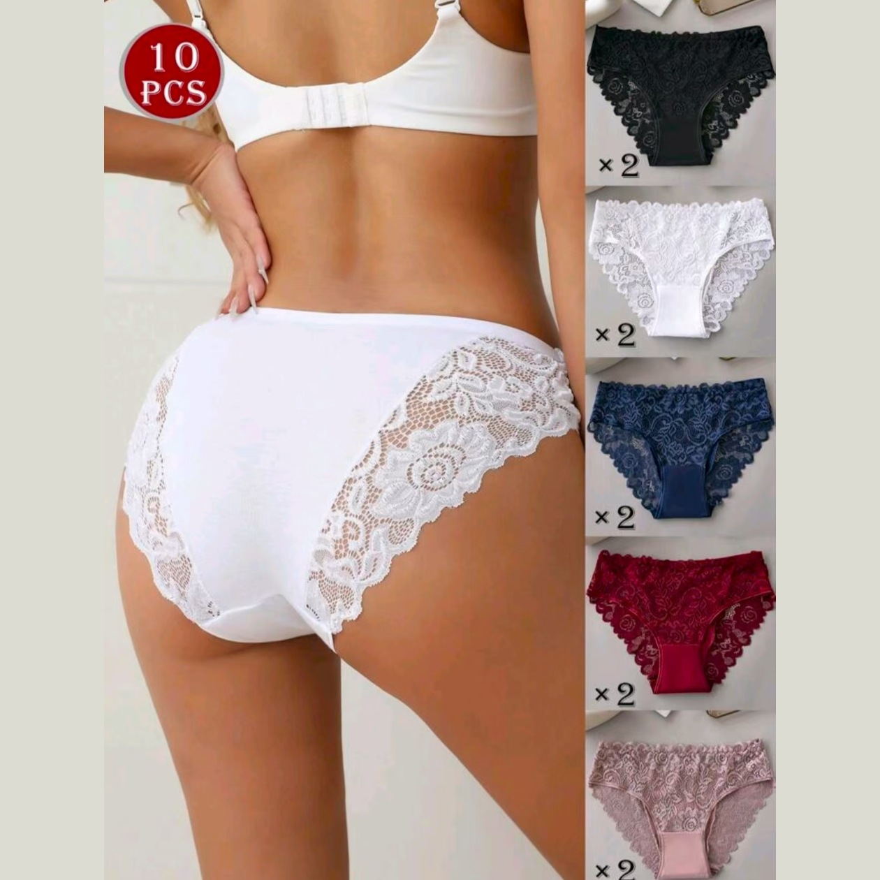 Cross-Border Women's Lace Panties, Lightweight, Breathable, Hollow-Out, Sexy, European and American Style, Plus Size, High Elasticity, Comfortable Cotton Crotch Briefs