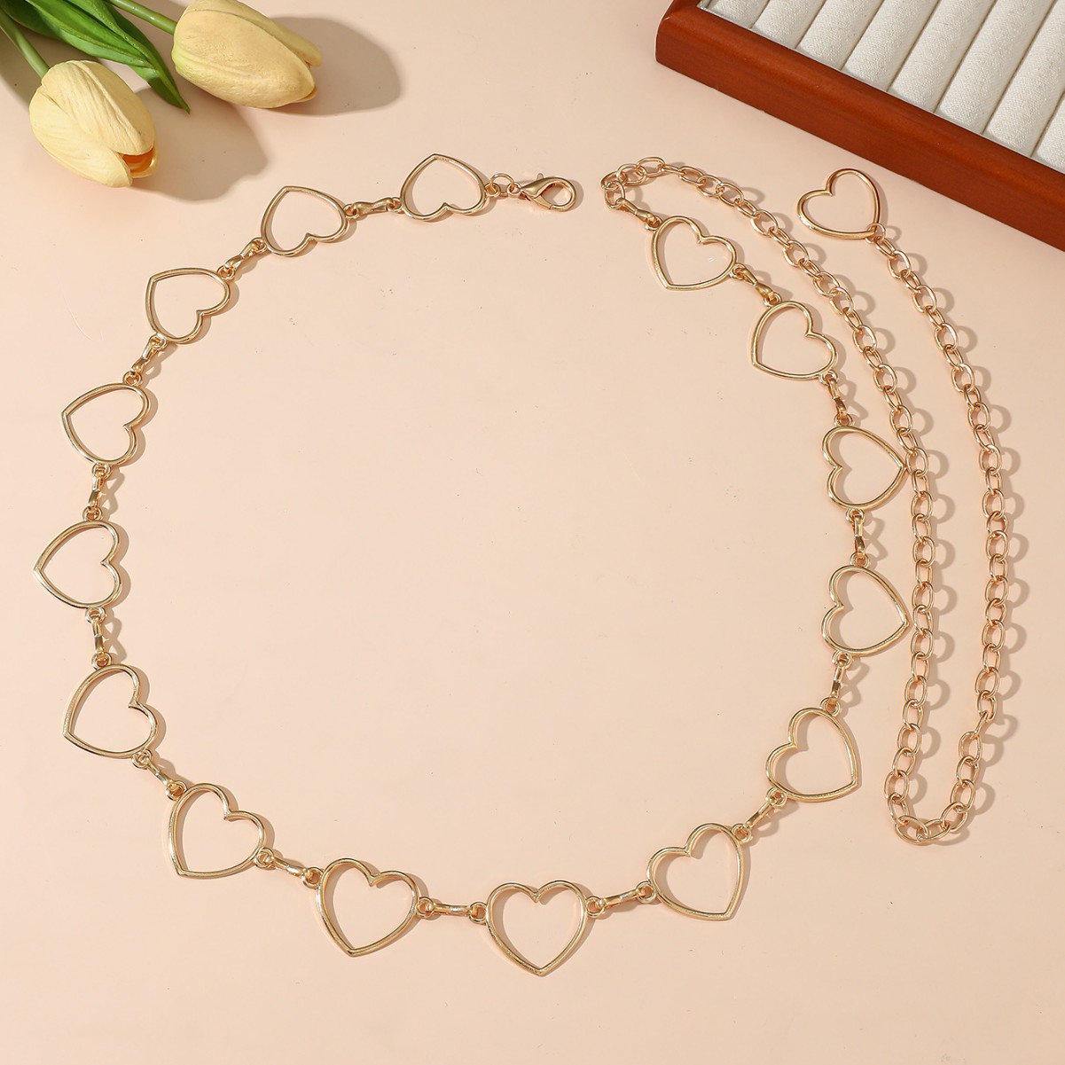 Tailleketting, lichaamsketting, populaire mode, eenvoudige hartvormige lichaamsketting voor vrouwen, luxe accessoire, dunne metalen taillekettingriem_voghion.com