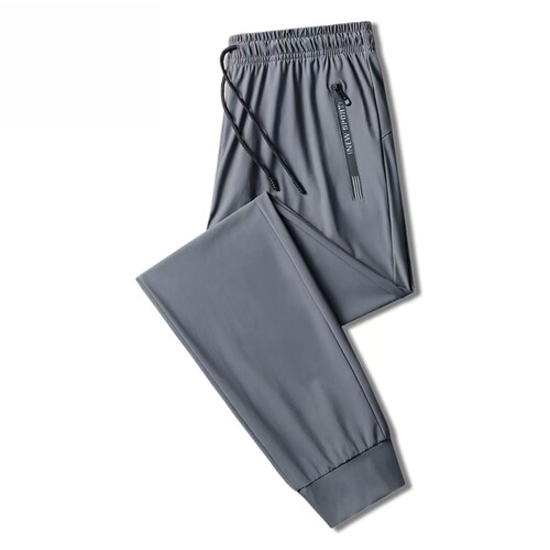 Slim-fit summer tights for men, ribbed, breathable, casual, sports, quick-drying, elastic straight-leg, plus-size