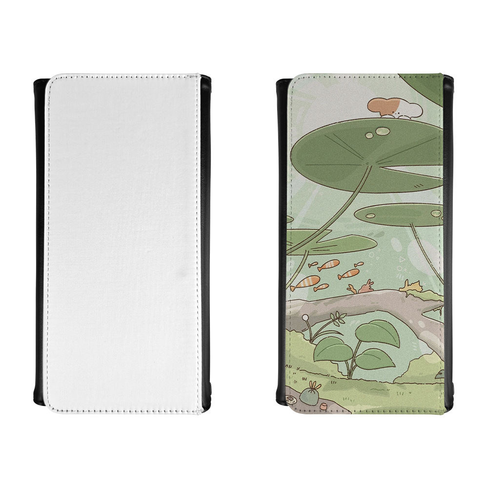 Transferencia térmica impresión de una sola cara colgante de cuero billetera de mujer portátil multi-tarjeta bolsa de cambio