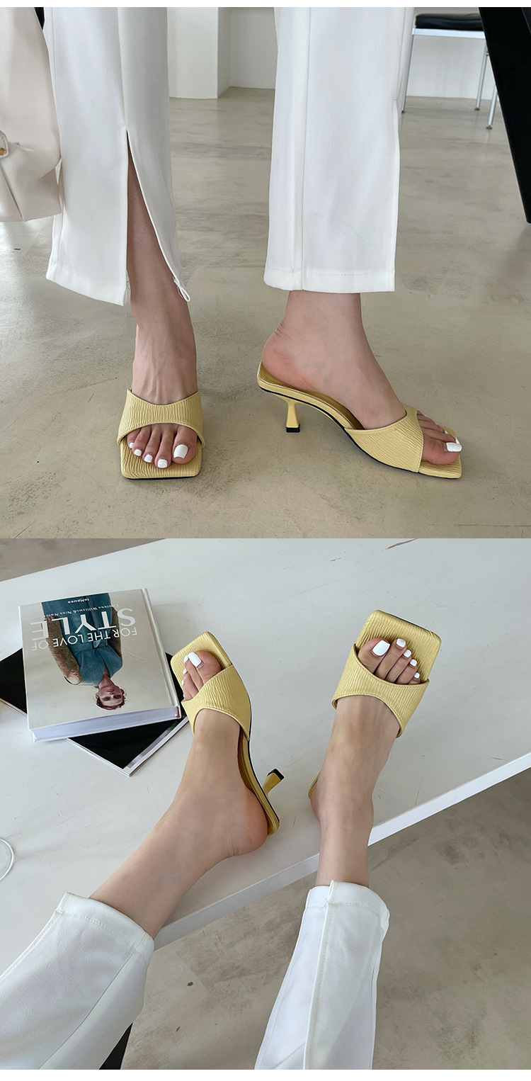 fashion solid color square toe heeled sandals NSCA62668